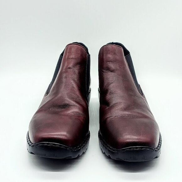 Rieker Chelsea Burgundy Red Leather Ankle Boots - EU42 - Picture 2 of 9